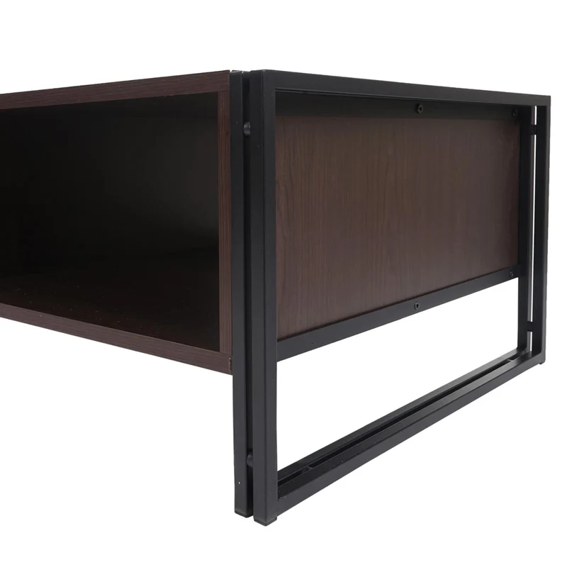 Table basse table d'appoint avec deux tiroirs 41 x 120 x 60 cm en métal et MDF marron foncé 04_0008421