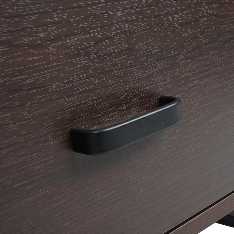Table basse table d'appoint avec deux tiroirs 41 x 120 x 60 cm en métal et MDF marron foncé 04_0008421