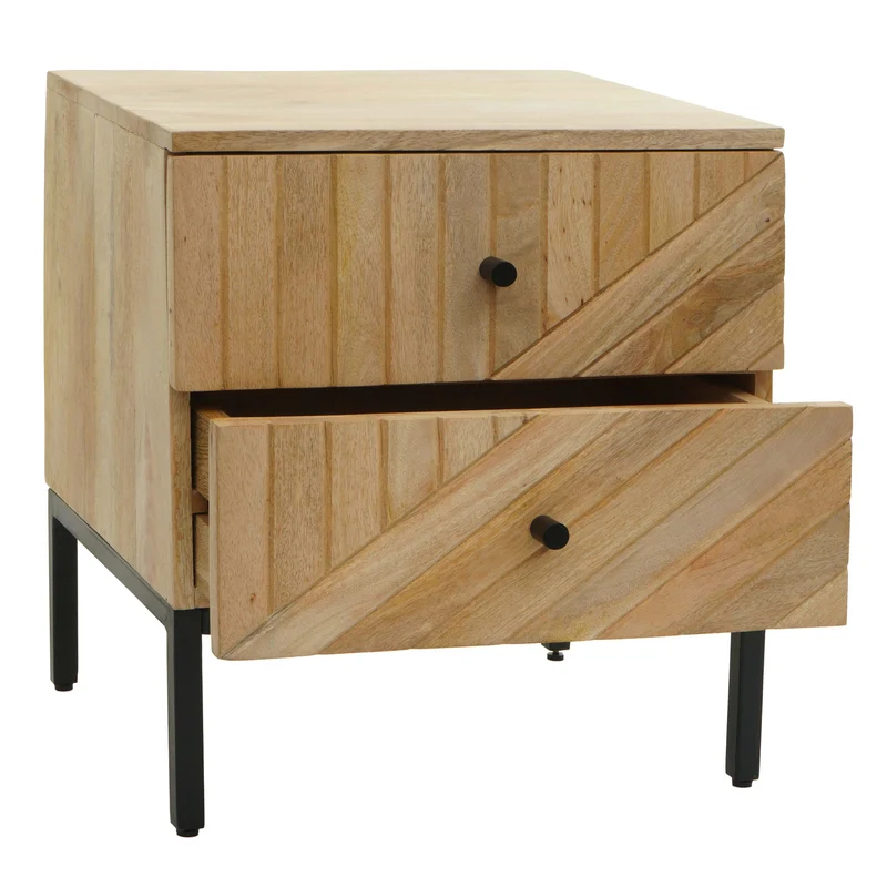 Table de chevet table d'appoint avec tiroirs en bois de manguier 51 x 45 x 40 cm 04_0008528
