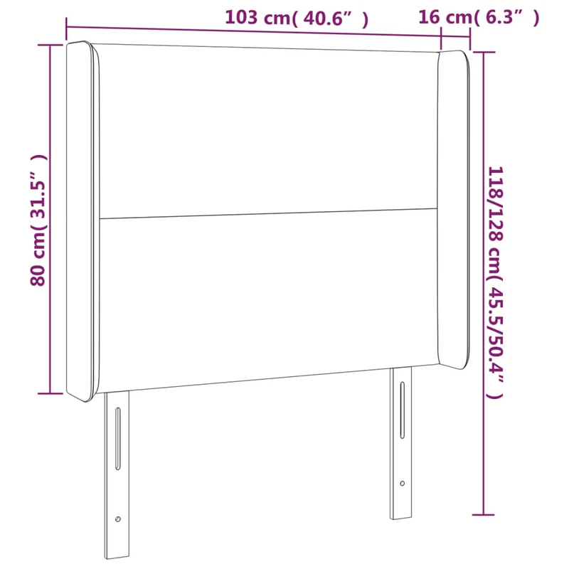 Tête de lit accessoire couchage chambre à coucher meuble à LED 103 x 16 x 118/128 cm tissu gris clair TDL0201438
