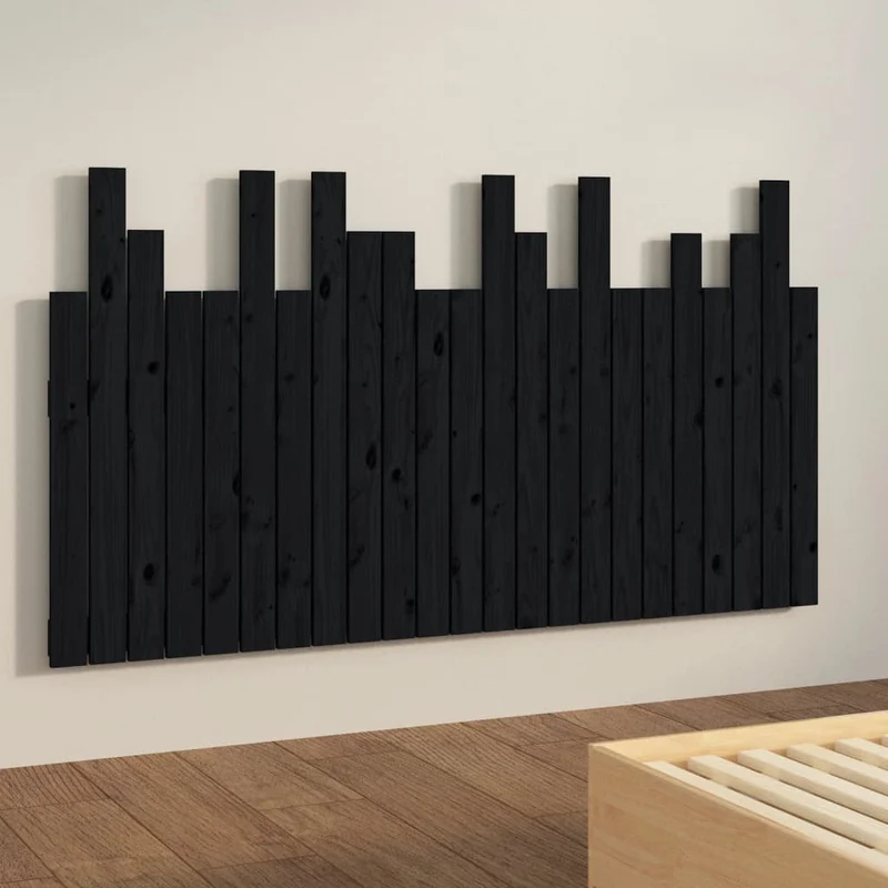 Tête de lit accessoire couchage chambre à coucher meuble murale style palette 146,5 x 3 x 80 cm bois massif noir TDL0202534