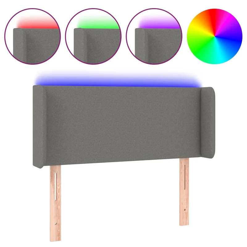 Tête de lit accessoire couchage chambre à coucher meuble à LED 93 x 16 x 78/88 cm tissu gris foncé TDL0200978