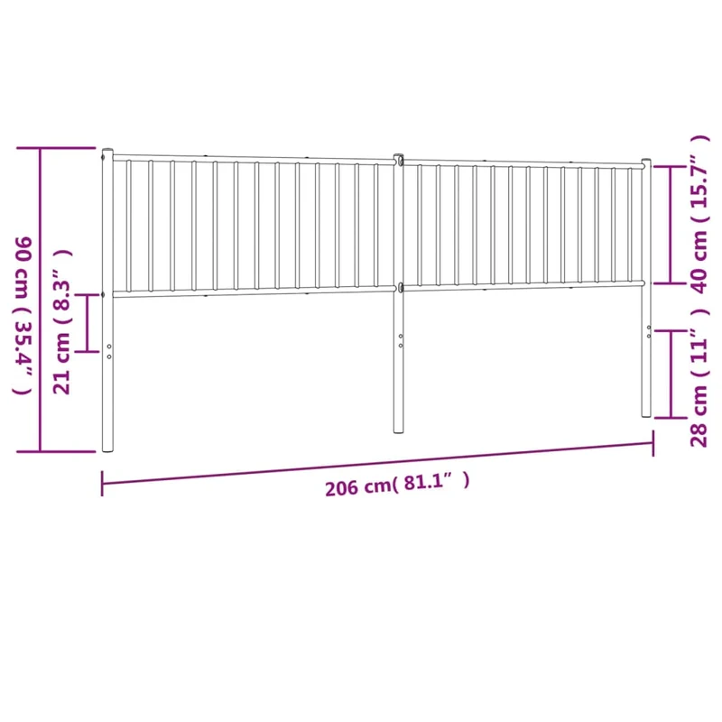 Tête de lit accessoire couchage chambre à coucher meuble 200 cm métal noir TDL0202414