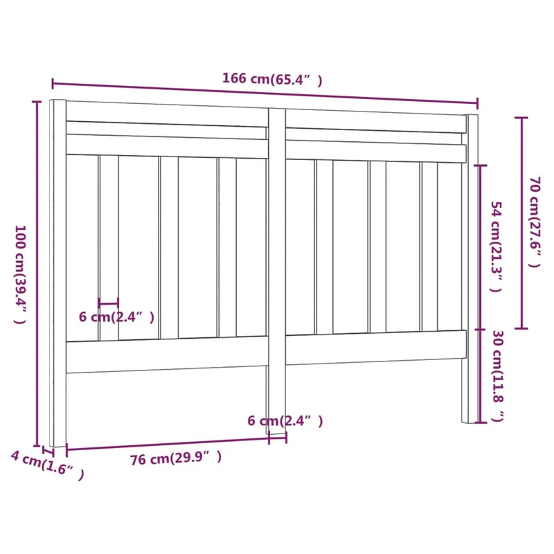 Tête de lit accessoire couchage chambre à coucher meuble 166 x 4 x 100 cm bois de pin noir TDL0202216