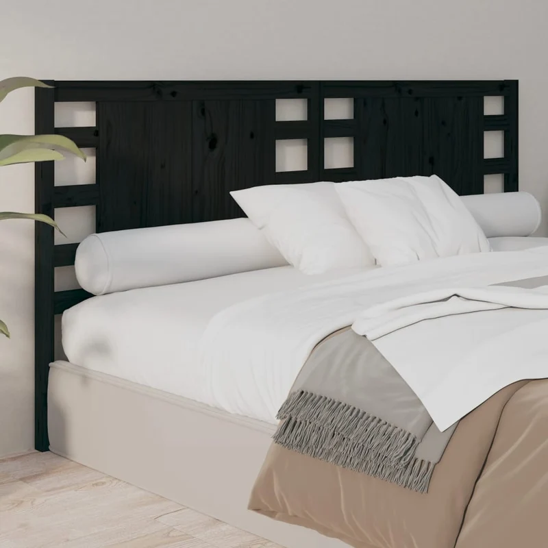 Tête de lit accessoire couchage chambre à coucher meuble 206 x 4 x 100 cm bois de pin noir TDL0202149
