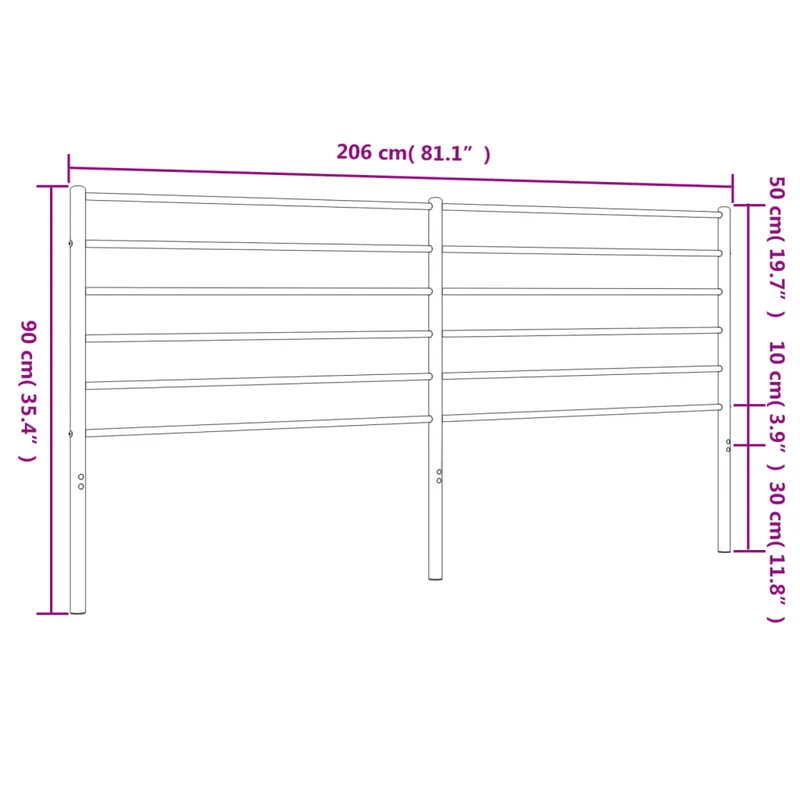 Tête de lit accessoire couchage chambre à coucher meuble 200 cm métal noir TDL0202413
