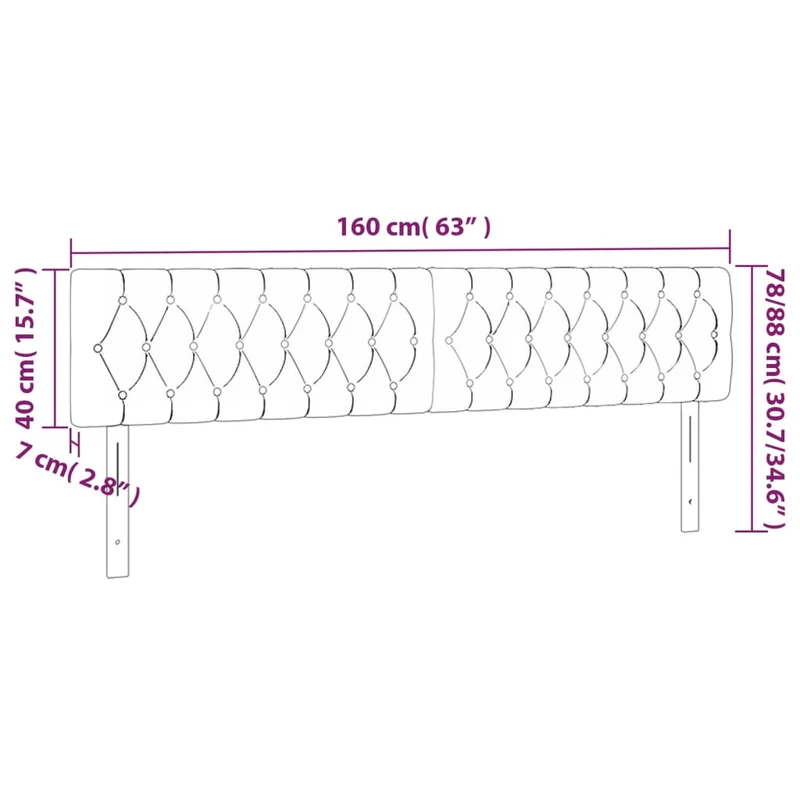Tête de lit accessoire couchage chambre à coucher meuble à LED 160 x 7 x 78/88 cm tissu gris clair TDL0201358