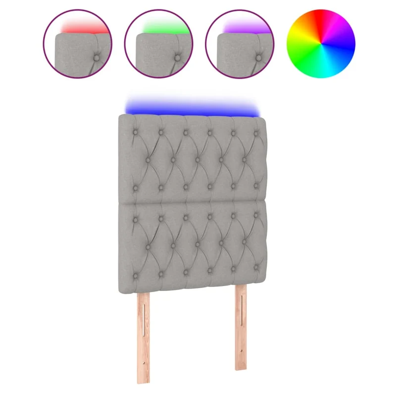 Tête de lit accessoire couchage chambre à coucher meuble à LED 80 x 7 x 118/128 cm tissu gris clair TDL0201264