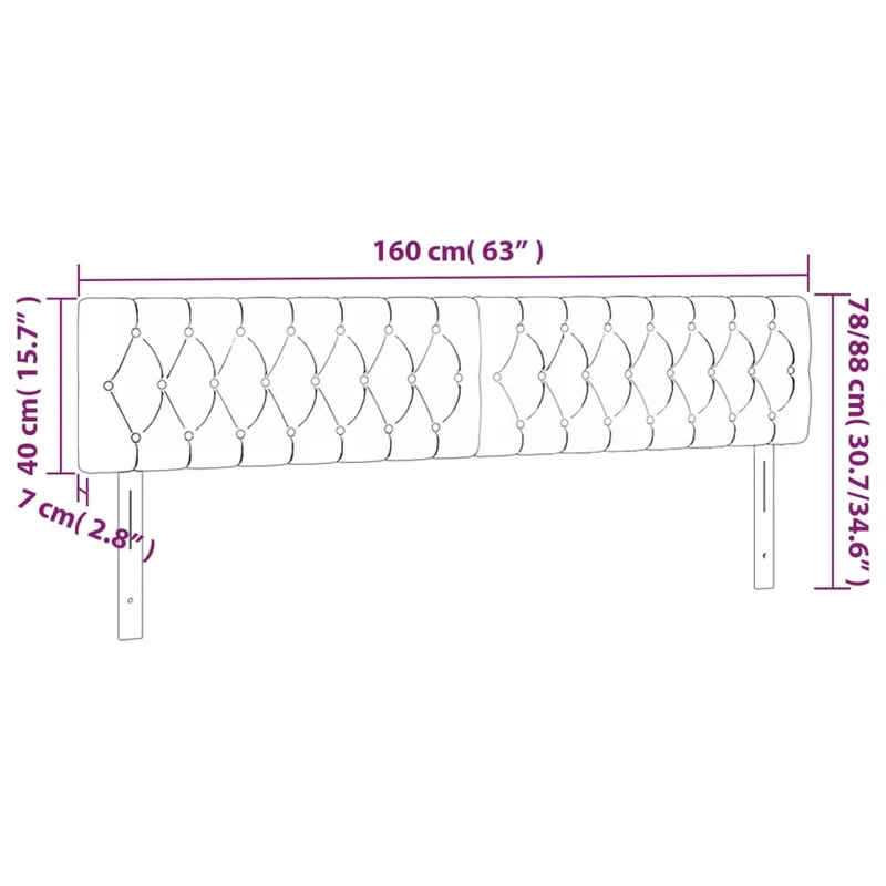 Tête de lit accessoire couchage chambre à coucher meuble à LED 160 x 7 x 78/88 cm tissu gris foncé TDL0201114