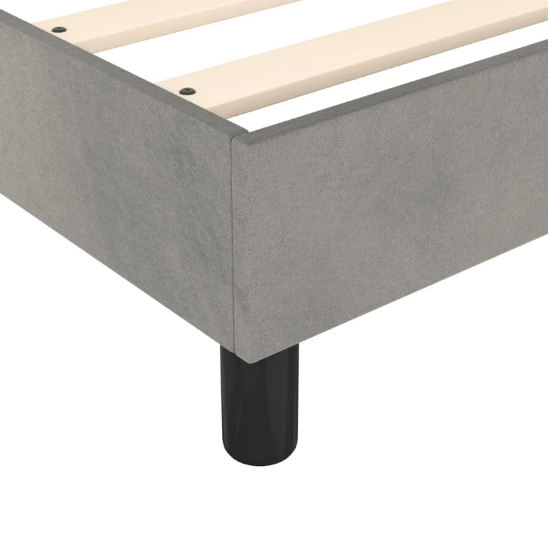 Sommier à lattes sur pieds cadre de lit 80x200 cm tissu velours gris clair TDL0207165
