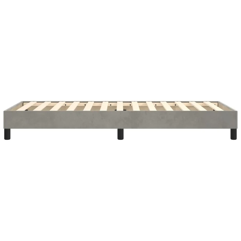 Sommier à lattes sur pieds cadre de lit 90x200 cm tissu velours gris clair TDL0207153