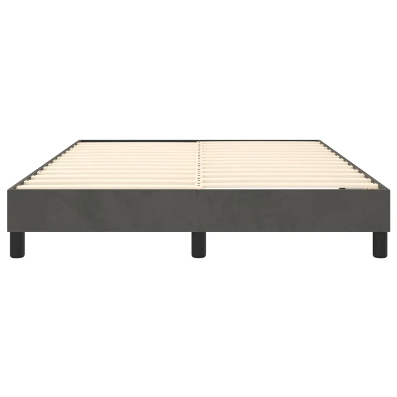 Sommier à lattes sur pieds cadre de lit 140x200 cm tissu velours gris foncé TDL0207130