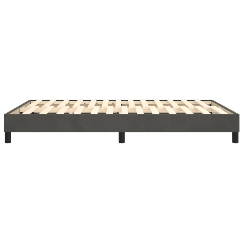 Sommier à lattes sur pieds cadre de lit 140x200 cm tissu velours gris foncé TDL0207130