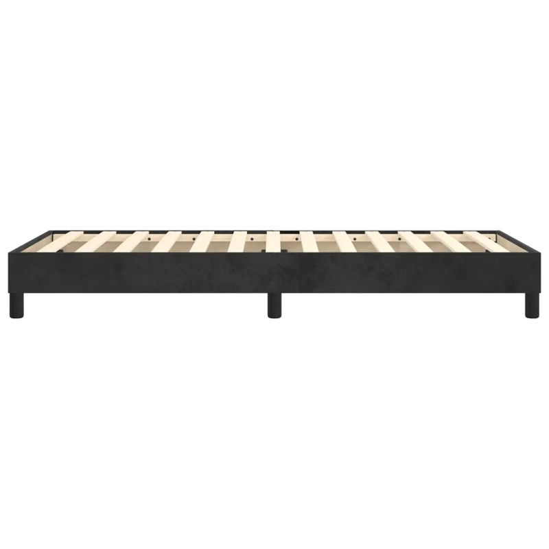 Sommier à lattes sur pieds cadre de lit 100x200 cm tissu velours noir TDL0207037