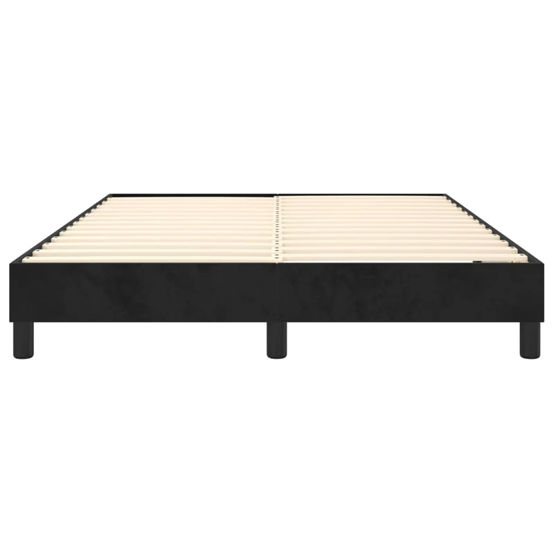 Sommier à lattes sur pieds cadre de lit 140x200 cm tissu velours noir TDL0207012