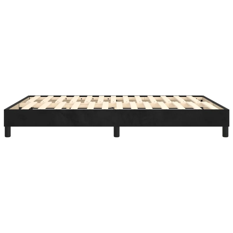 Sommier à lattes sur pieds cadre de lit 140x200 cm tissu velours noir TDL0207012