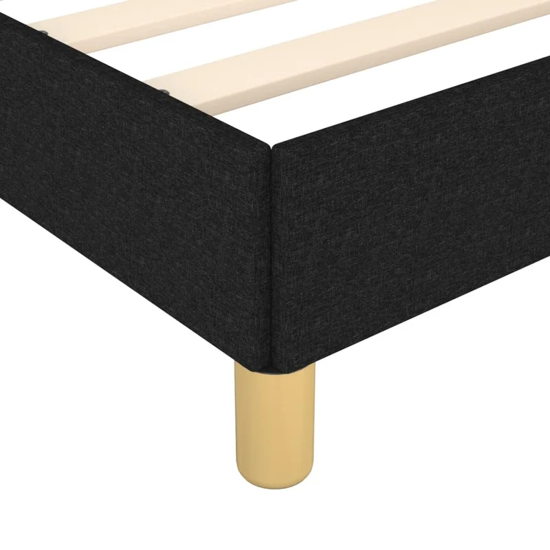 Sommier à lattes sur pieds cadre de lit 160x200 cm tissu noir TDL0207008