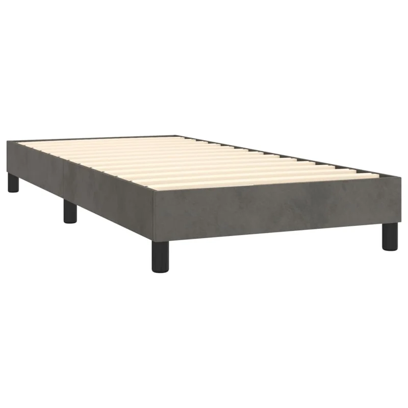 Sommier à lattes sur pieds cadre de lit 90x190 cm tissu velours gris foncé TDL0207099