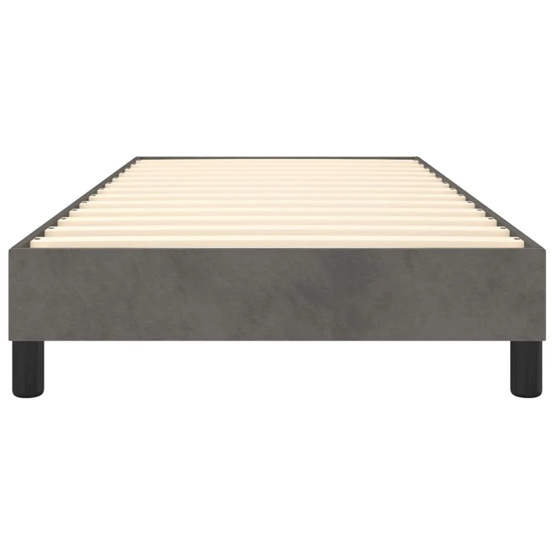 Sommier à lattes sur pieds cadre de lit 90x190 cm tissu velours gris foncé TDL0207099
