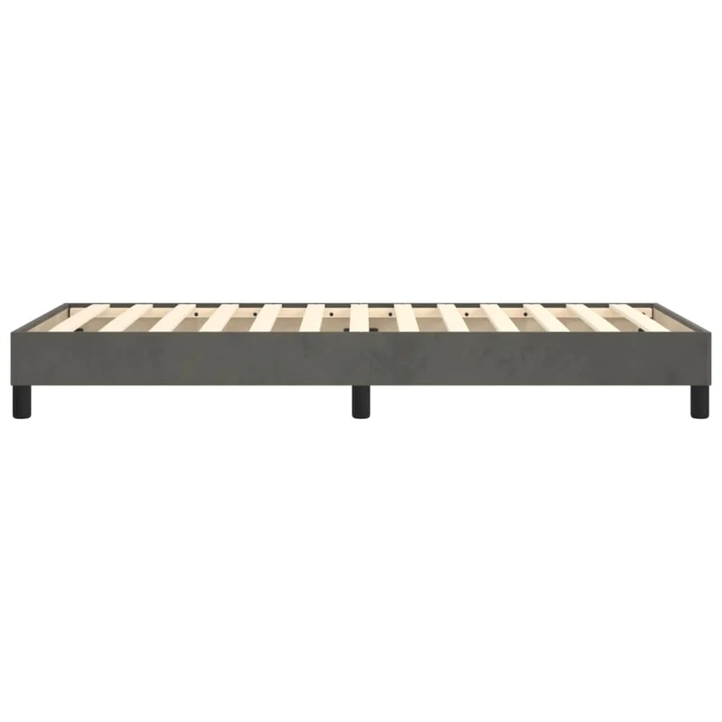 Sommier à lattes sur pieds cadre de lit 90x190 cm tissu velours gris foncé TDL0207099