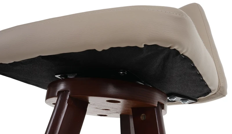 Tabouret de bar chaise de comptoir en synthétique crème pivotant pieds en bois foncé 04_0005278