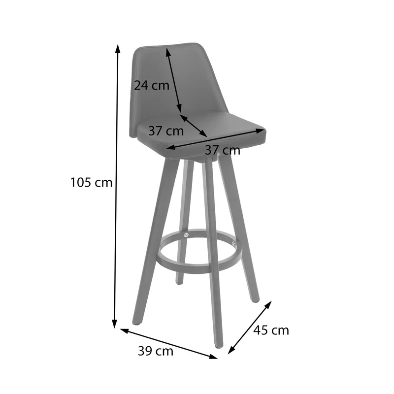 Tabouret de bar chaise de comptoir en synthétique crème pivotant pieds en bois foncé 04_0005278