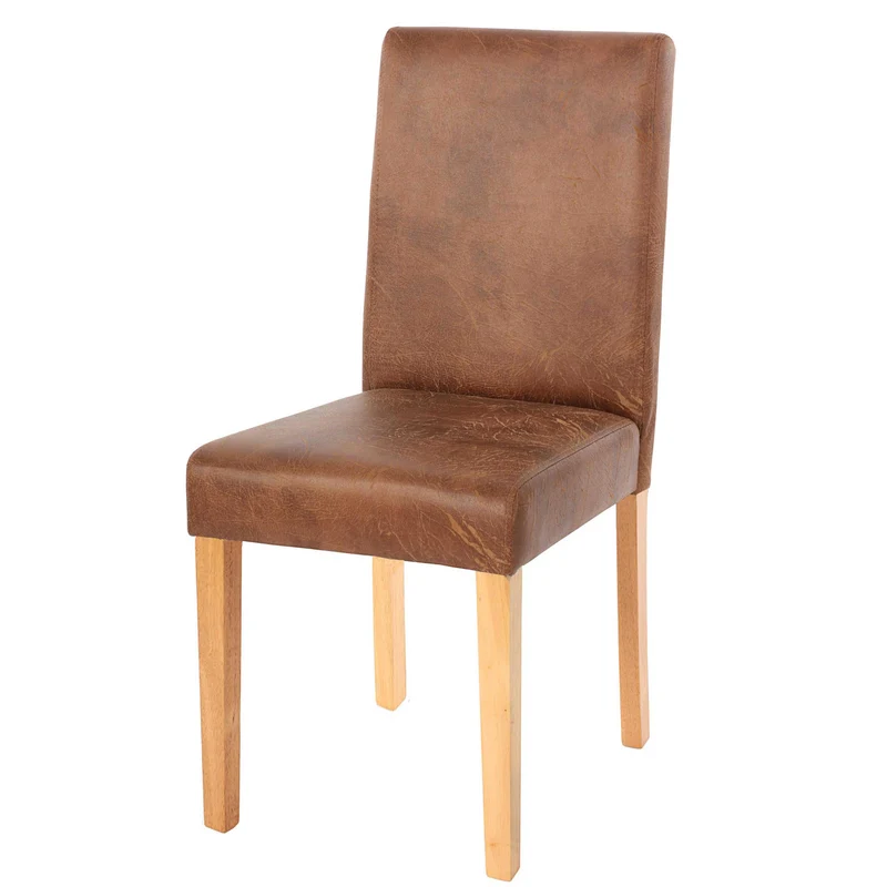 Chaise de salle à manger cuisine en tissu imitation daim marron vintage pieds en bois clair design moderne 04_0002359