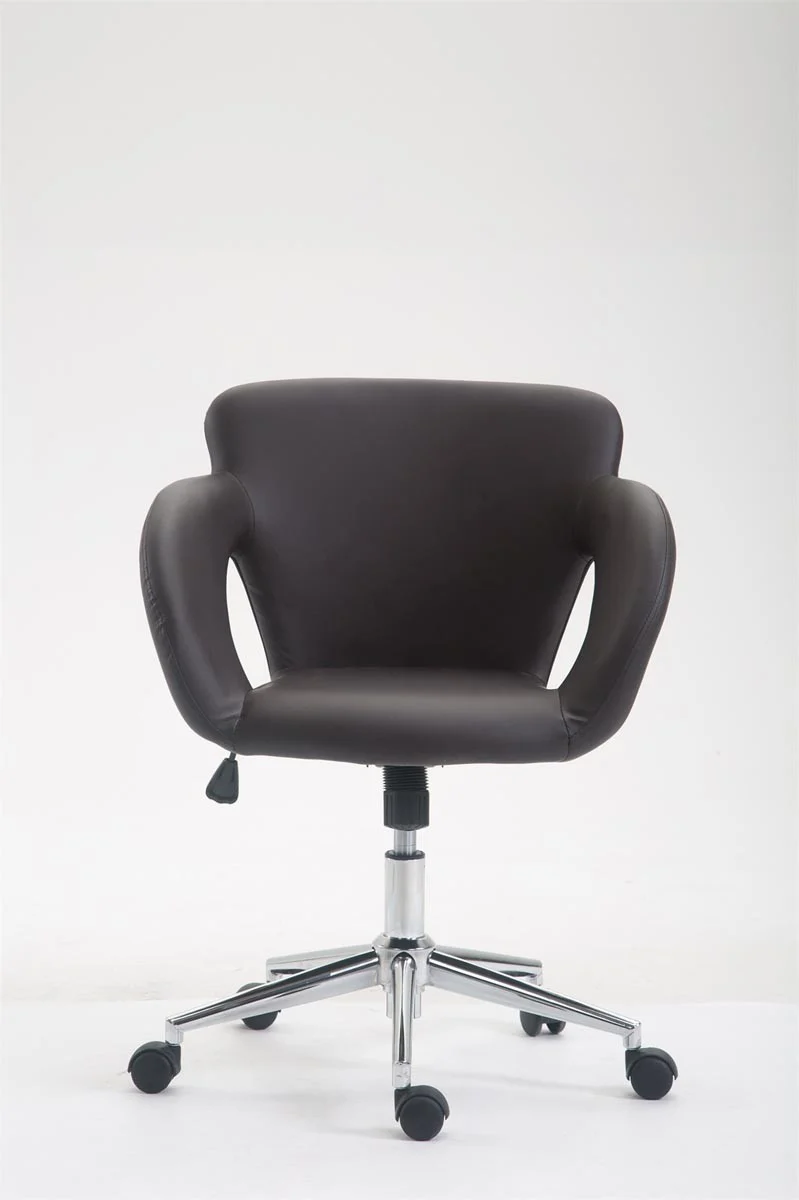 Fauteuil chaise de bureau en synthétique marron avec accoudoirs hauteur réglable BUR10344