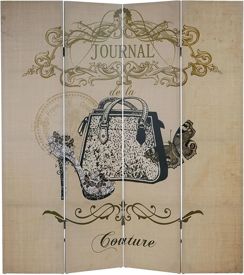 Paravent 4 panneaux pans séparateur de pièce 180x160cm motif vintage couture PAR04011