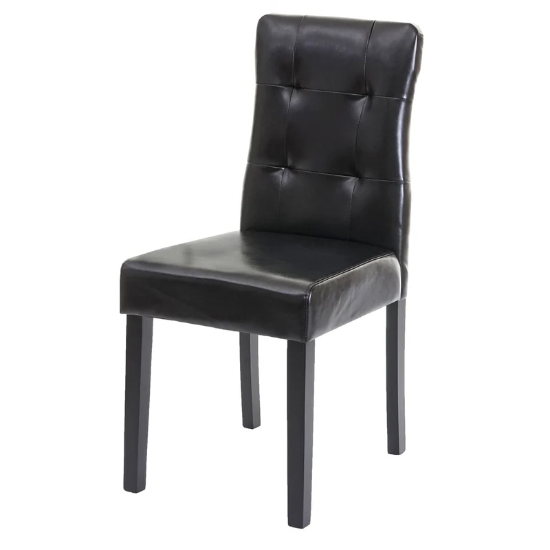 Lot de 4 chaises de salle à manger en synthétique noir pieds en bois foncé CDS04546