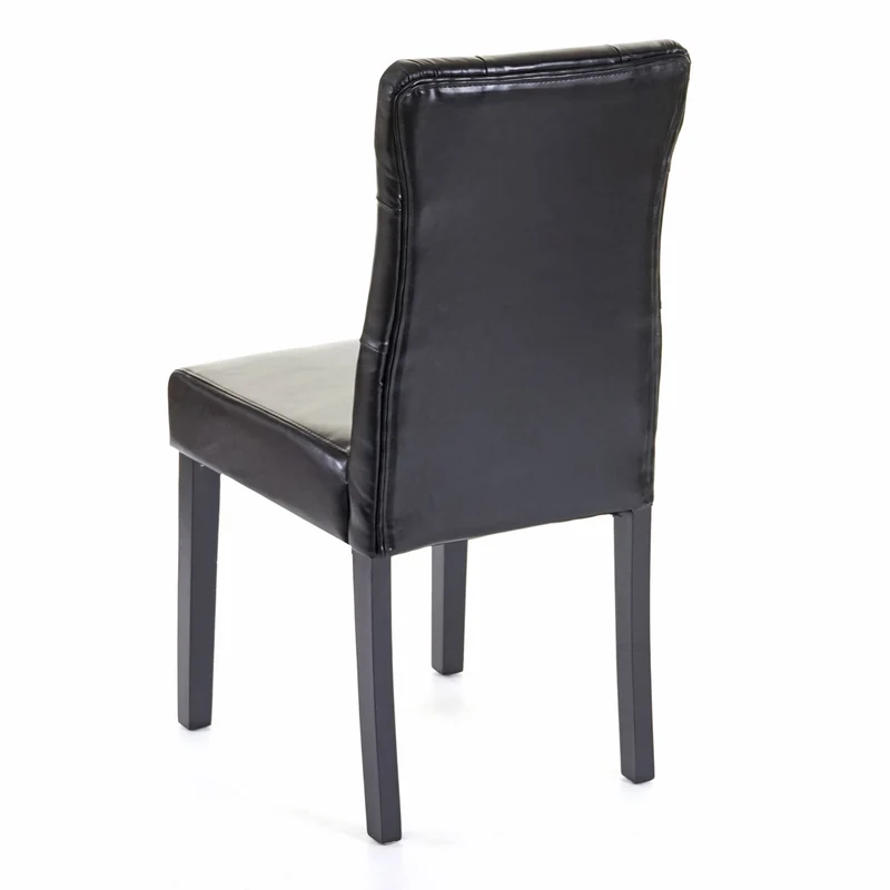 Lot de 4 chaises de salle à manger en synthétique noir pieds en bois foncé CDS04546
