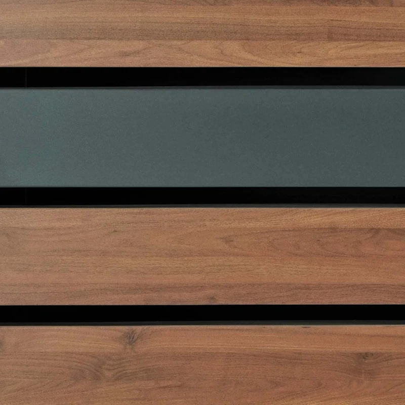 Abri de poubelle vérouillable en métal anthracite aspect bois de cerisier brun foncé MDJ04178