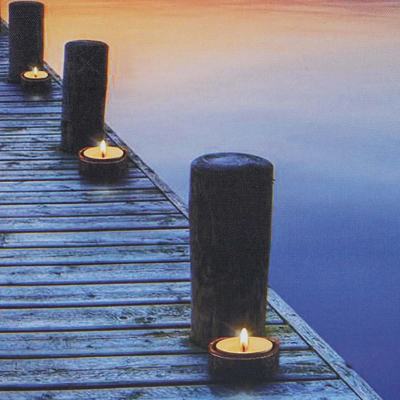 Image LED sur toile illuminée tableau mural minuterie pont horloge murale 110x55cm 04_0003566