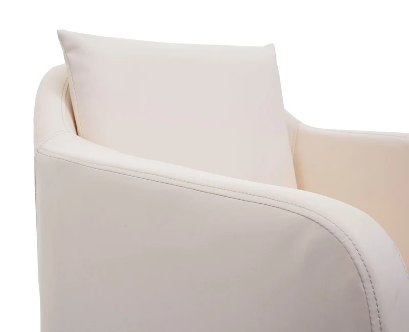 Fauteuil chaise lounge salle à manger bureau visiteur en synthétique crème pieds métal noir 04_0002287