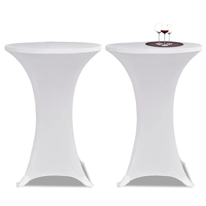 Housse de table Ø70cm Blanche extensible 2 pcs DEC022493
