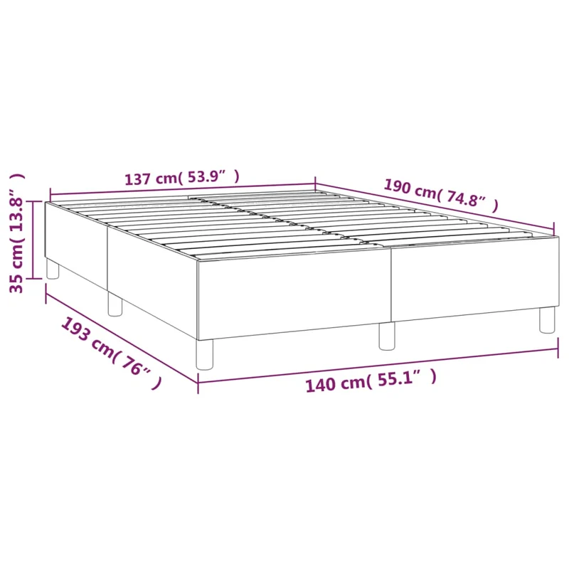 Sommier à lattes sur pieds cadre de lit 140x190 cm tissu gris clair TDL0207199