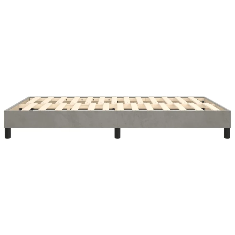 Sommier à lattes sur pieds cadre de lit 140x190 cm tissu velours gris clair TDL0207195
