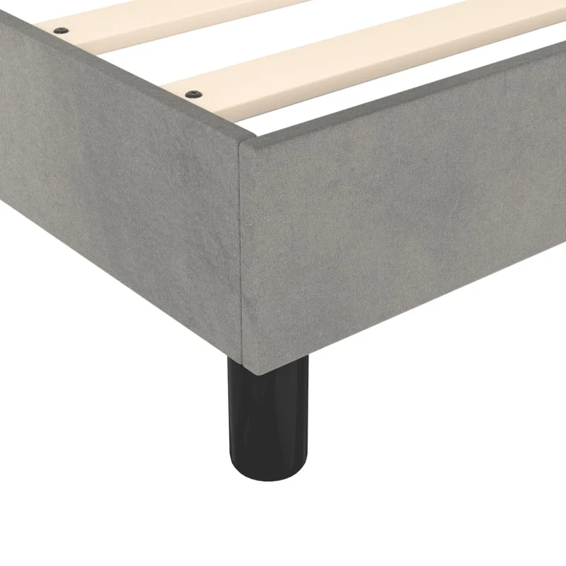Sommier à lattes sur pieds cadre de lit 140x190 cm tissu velours gris clair TDL0207195