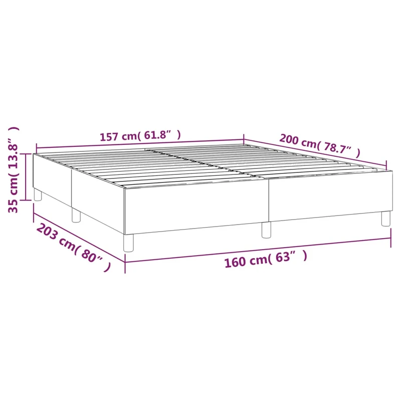 Sommier à lattes sur pieds cadre de lit 160x200 cm tissu gris clair TDL0207186