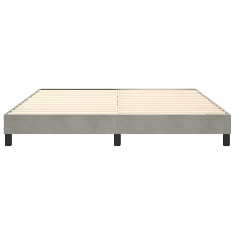 Sommier à lattes sur pieds cadre de lit 160x200 cm tissu velours gris clair TDL0207184