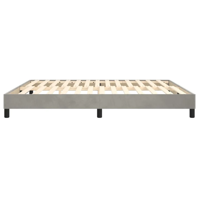 Sommier à lattes sur pieds cadre de lit 160x200 cm tissu velours gris clair TDL0207184