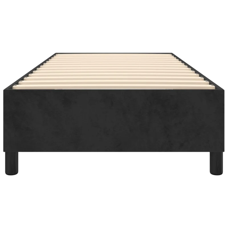 Sommier à lattes sur pieds cadre de lit 100x200 cm tissu velours noir TDL0207036