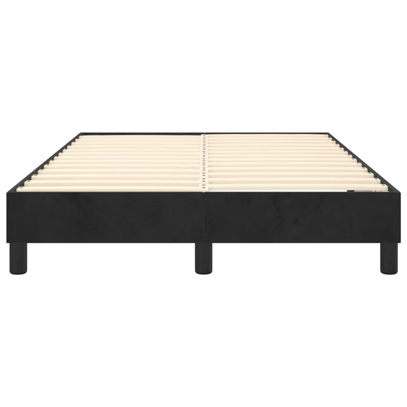 Sommier à lattes sur pieds cadre de lit 120x200 cm tissu velours noir TDL0207028