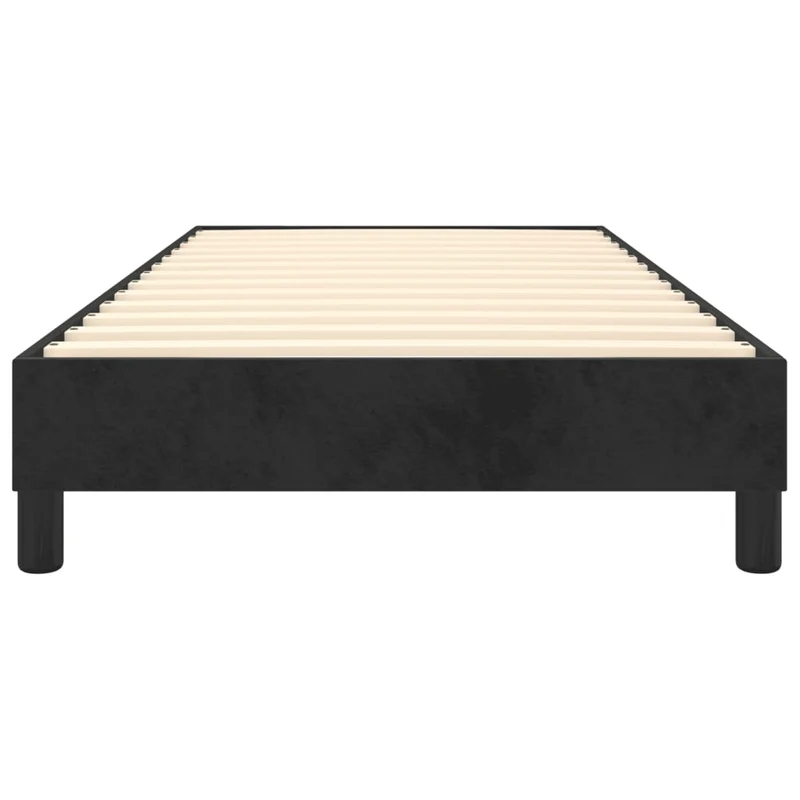 Sommier à lattes sur pieds cadre de lit 90x190 cm tissu velours noir TDL0206973