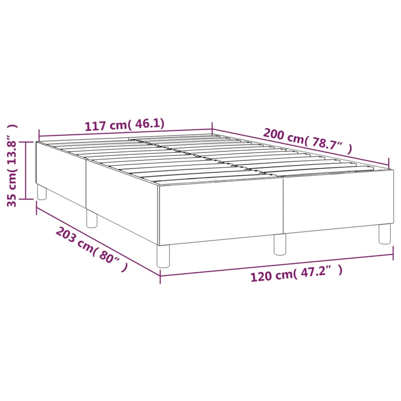 Sommier à lattes sur pieds cadre de lit 120x200 cm tissu gris clair TDL0207205