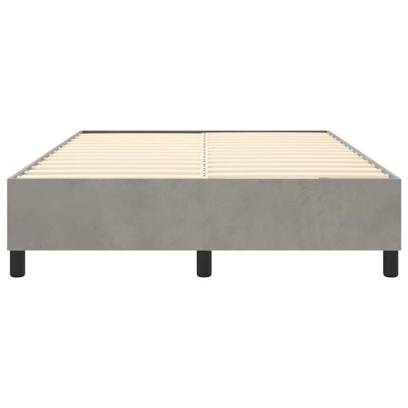 Sommier à lattes sur pieds cadre de lit 140x190 cm tissu velours gris clair TDL0207196