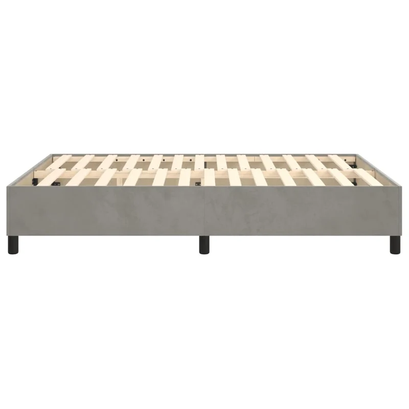 Sommier à lattes sur pieds cadre de lit 140x190 cm tissu velours gris clair TDL0207196