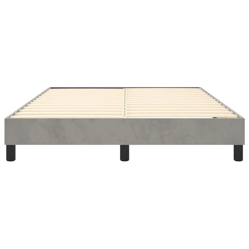 Sommier à lattes sur pieds cadre de lit 140x200 cm tissu velours gris clair TDL0207189