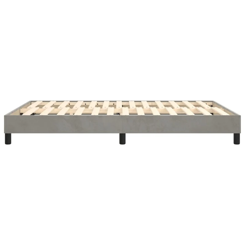 Sommier à lattes sur pieds cadre de lit 140x200 cm tissu velours gris clair TDL0207189