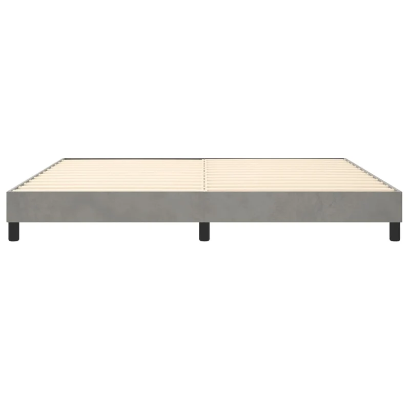 Sommier à lattes sur pieds cadre de lit 200x200 cm tissu velours gris clair TDL0207172